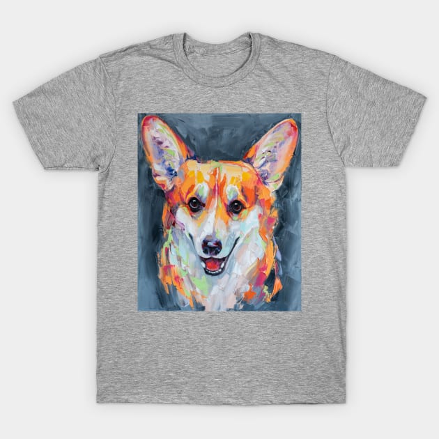 Conceptual abstract painting of a welsh corgi pembroke muzzle. T-Shirt by MariDein